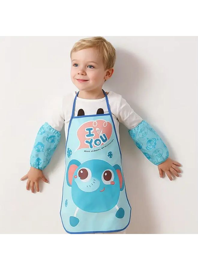 Toddler Kids Bib and Apron Set Long Sleeves Yellow Duck Design with Pockets Easy Clean Feeding and Painting Outfit Playful Kids Wear - Image 1