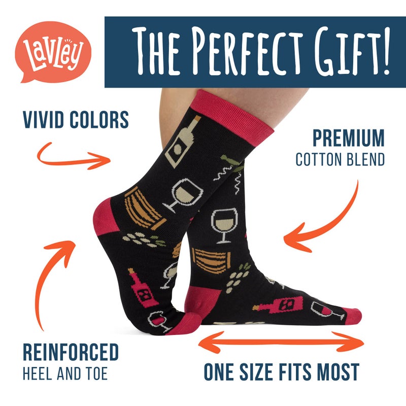 Lavley If You Can Read This, Bring Me Funny Socks - Novelty Gifts for Men, Women and Teens (US, Alpha, One Size, Regular, Regular, Bring Me Wine (Red Wine)) - Image 2