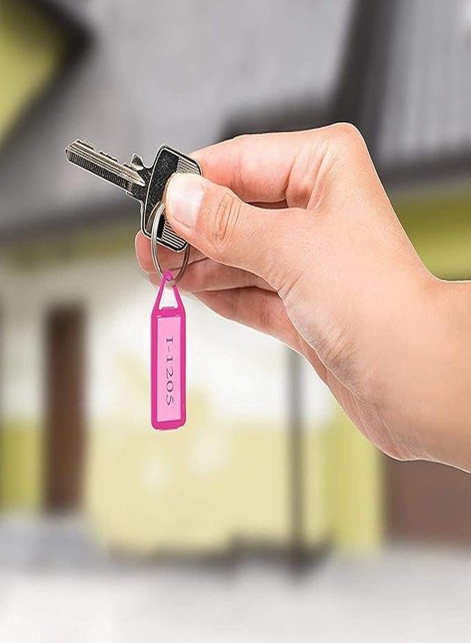 Arkriza Keyring & Keychain with Name Tag Labels Plastic Multicolor Assorted Keychain with Two Side Id Label and Split Ring for Office, Home Key - Multicolor (100) - Image 3