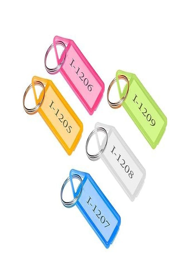 Arkriza Keyring & Keychain with Name Tag Labels Plastic Multicolor Assorted Keychain with Two Side Id Label and Split Ring for Office, Home Key - Multicolor (100) - Image 2