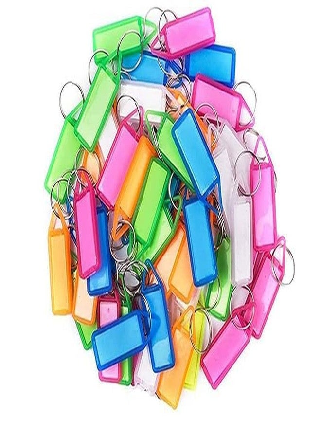 Arkriza Keyring & Keychain with Name Tag Labels Plastic Multicolor Assorted Keychain with Two Side Id Label and Split Ring for Office, Home Key - Multicolor (100) - Image 1