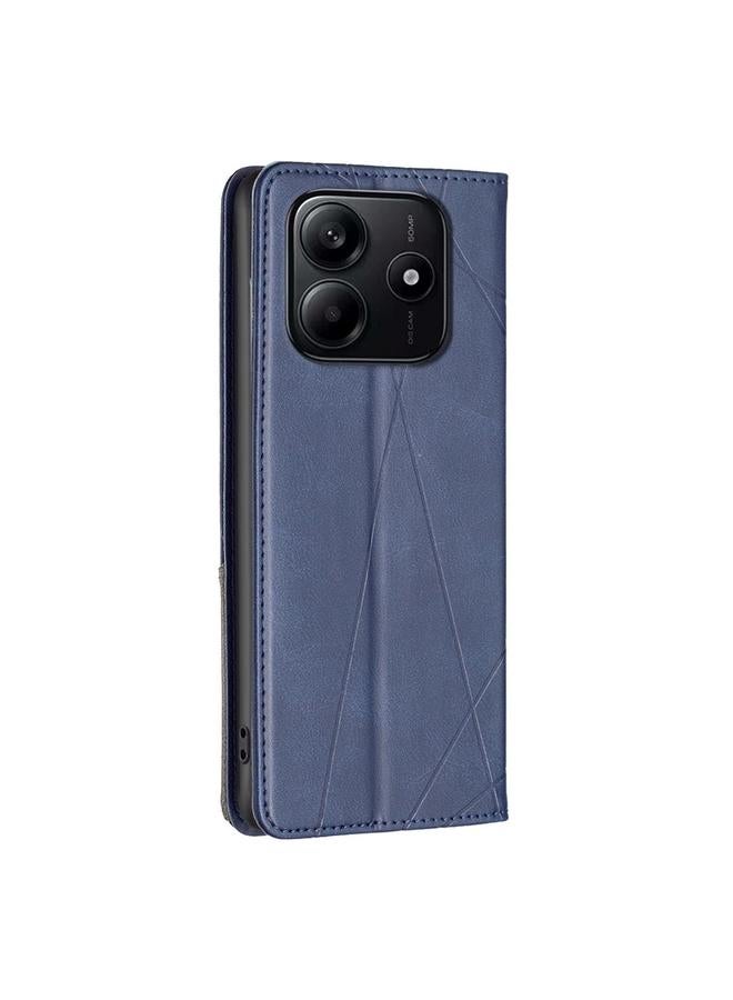 S-TOP Case For Redmi Note 14 4G 163.25mm Rhombus Texture Magnetic Leather Phone Case - Image 4