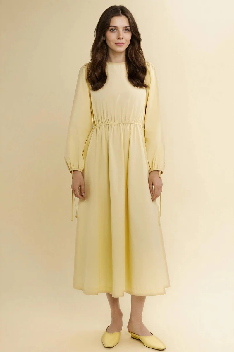 DeFacto A Cut Crew Neck Poplin Dress