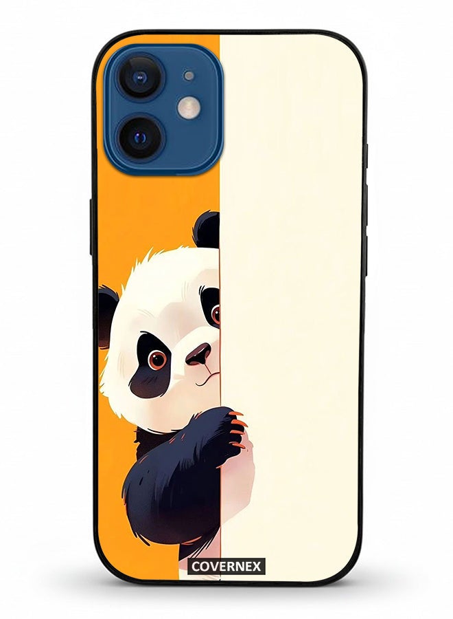 Covernex Apple iPhone 12 Mini Protective Case Cover Printed Featuring Cute Peek Behind The Wall Illustration - Image 2