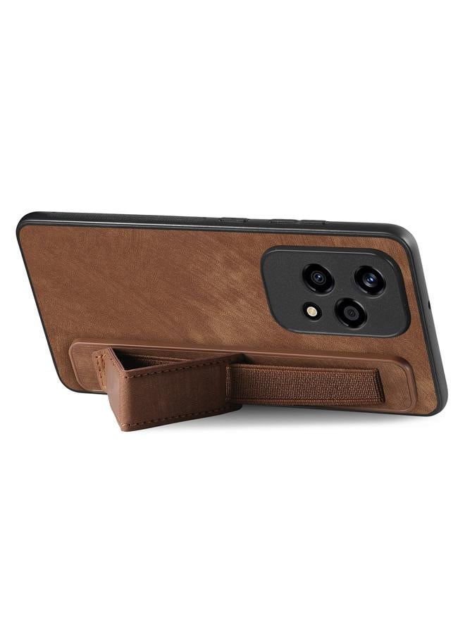 اس-توب جراب خلفي من الجلد لهاتف Honor 200 Lite مع حامل سوار المعصم الذهبي - Image 2