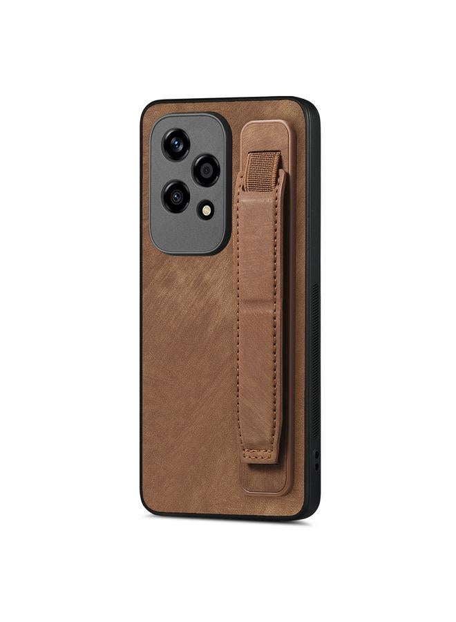 اس-توب جراب خلفي من الجلد لهاتف Honor 200 Lite مع حامل سوار المعصم الذهبي - Image 1