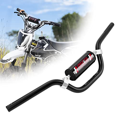 RUTU 7/8 inch Handlebar for 49-70cc Kids Dirt Bike,RUTU Heavy Duty Handle Bars with Crossbar Foam Pad, 2 Stroke ATVS Dirt Bike KX,Electric Bicycle Scooter - 6061 Aluminum Heat Treatment - Black - Image 1