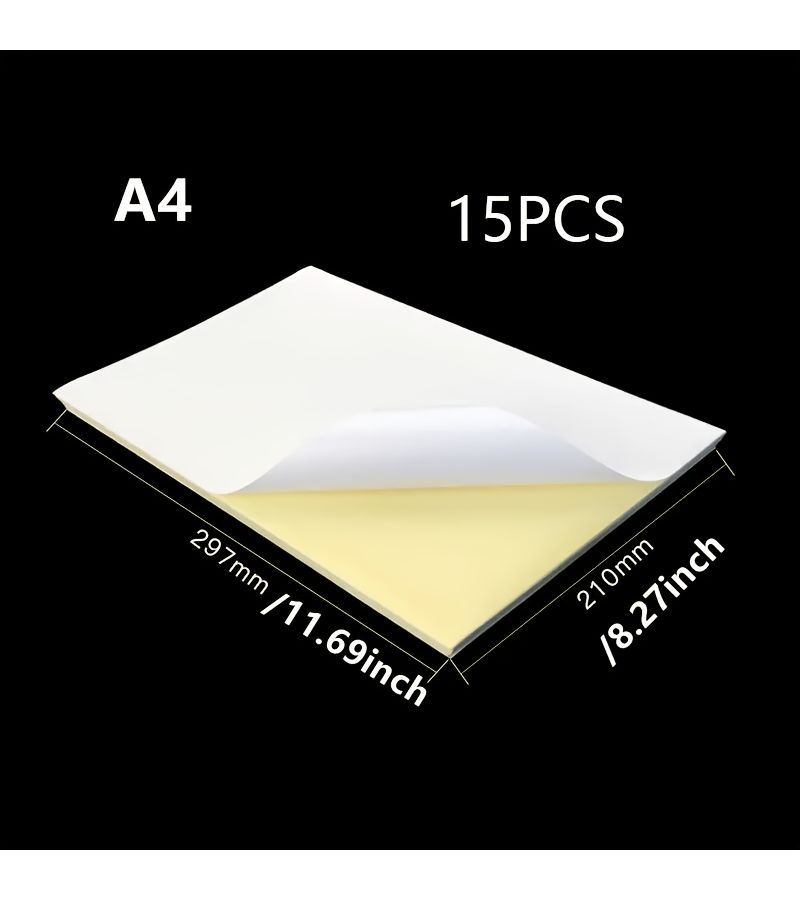 15 Pcs Self Adhesive Stickers A4 Size Glossy Backing Paper Laser Inkjet Labels For Printing - Image 5