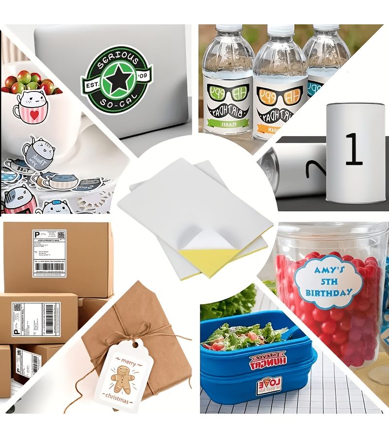 15 Pcs Self Adhesive Stickers A4 Size Glossy Backing Paper Laser Inkjet Labels For Printing - Image 2