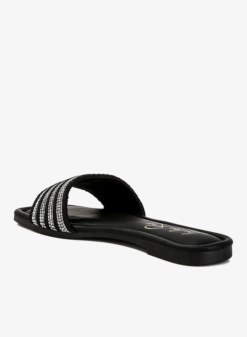London Rag Striped Slip On Flats in Black