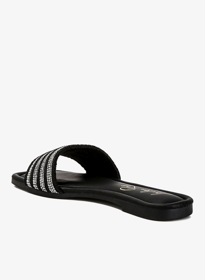 London Rag Striped Slip On Flats in Black - Image 2