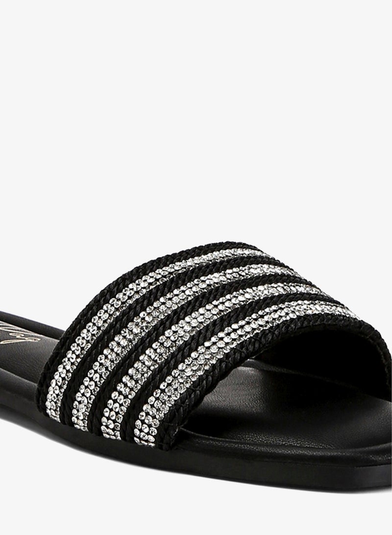 London Rag Striped Slip On Flats in Black - Image 5