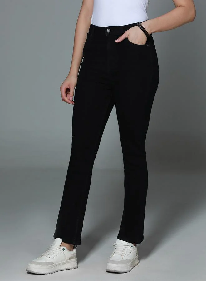 HIGH STAR High Rise Bootcut Clean Look Cotton Jeans by Styli