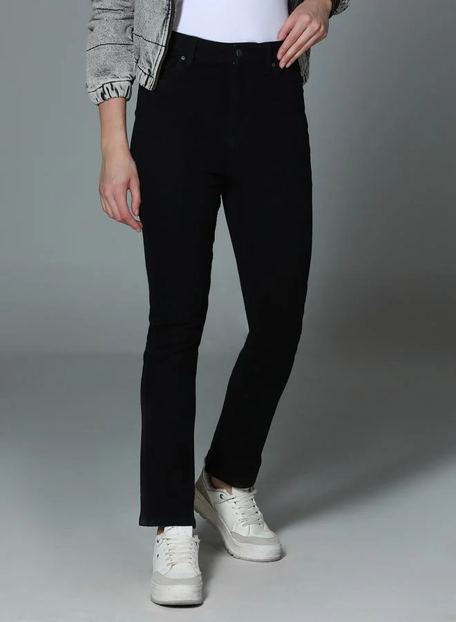 HIGH STAR High Rise Bootcut Clean Look Cotton Jeans by Styli