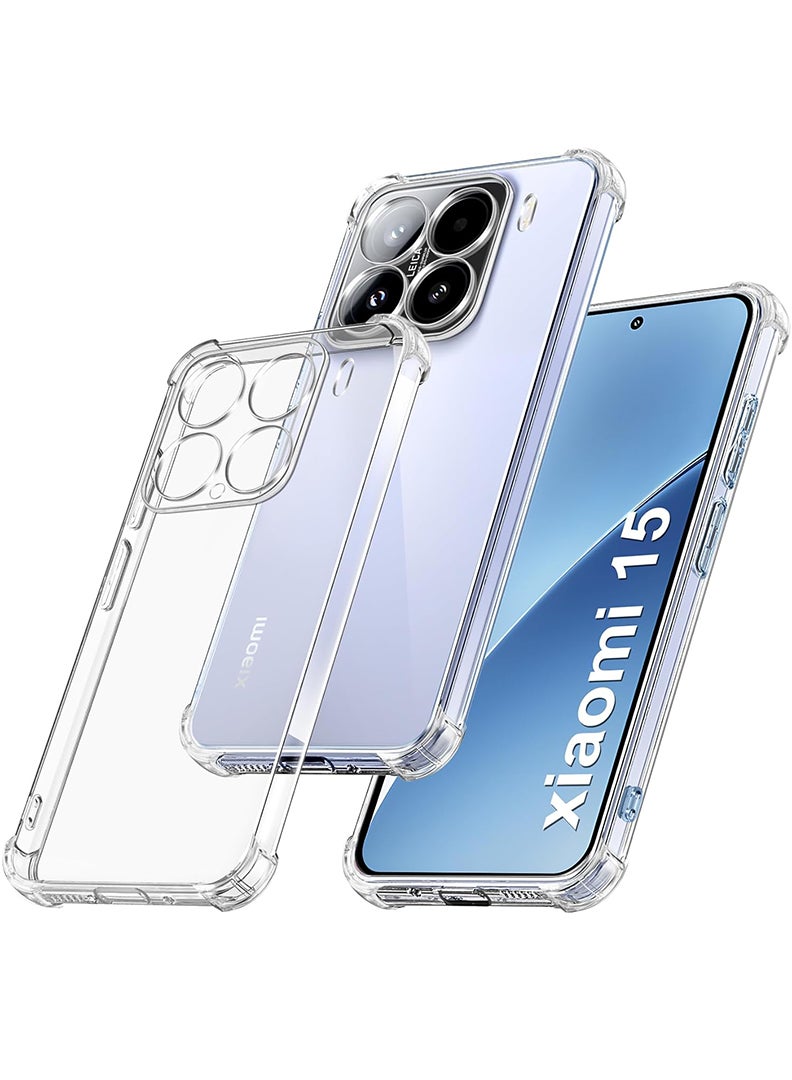 Xiaomi 15 2025 Clear Case, Shock-Absorption TPU Cell Phone Cover with Reinforced Corners, Soft Flexible & Crystal Clear Protective Bumper Case
