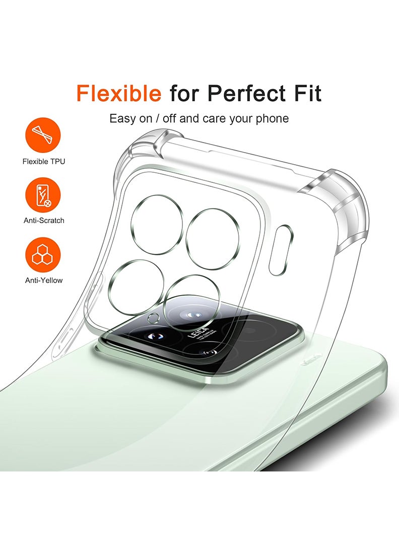 Xiaomi 15 2025 Clear Case, Shock-Absorption TPU Cell Phone Cover with Reinforced Corners, Soft Flexible & Crystal Clear Protective Bumper Case