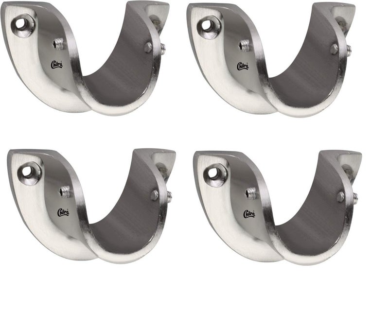 Chitra Zinc Duck Wall to Wall Concealed Bracker for 1 Inch Dia Curtain Rod Pack of 4 (Silver) - Image 1