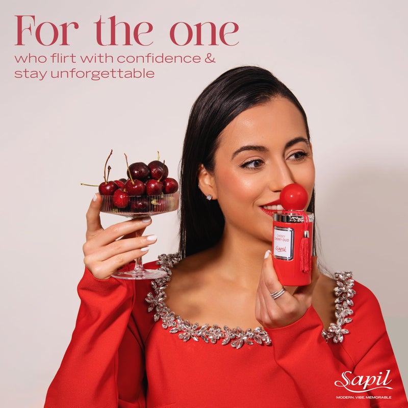 Sapil Cheeky Cherry Oud Eau de Parfum â€“ Long Lasting Unisex Floral Oud Perfume | Cherry, Jasmine & Leather Notes | Sweet Spicy Oud Fragrance | 3.4 oz / 100ml - Image 5