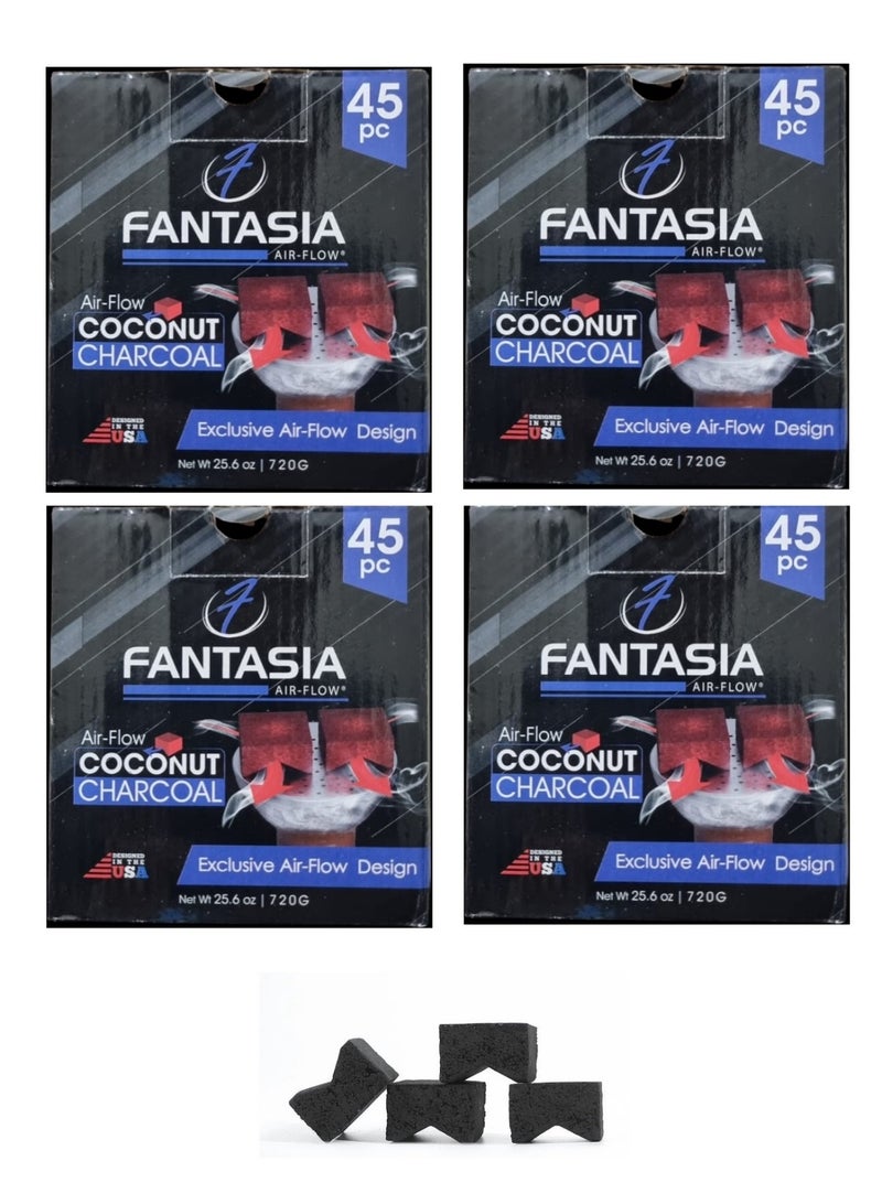 فانتازيا فحم جوز الهند النقي 100% للشوي و بخور ، سريع الاشتعال، عديم الطعم والرائحة وخالٍ من المواد الكيميائية، يحتوي على  (4x45)  قطعة - Image 1