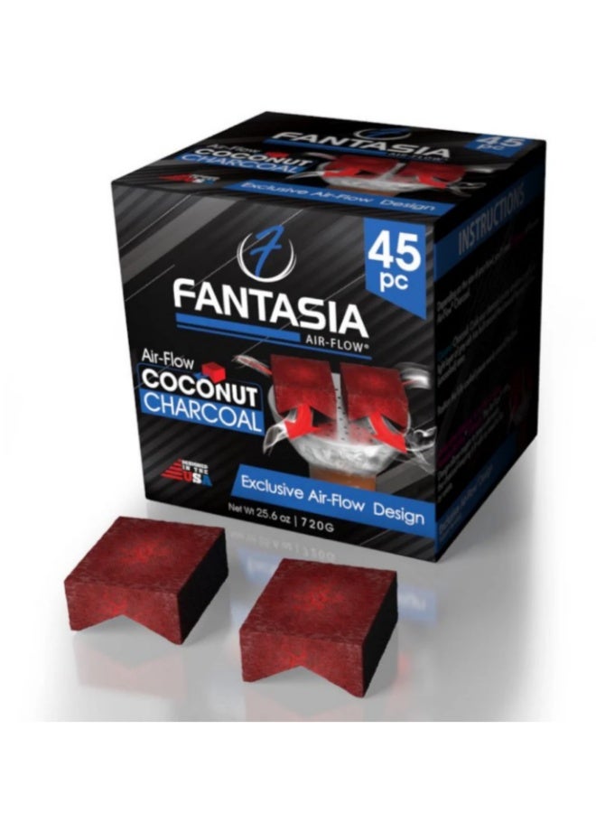 فانتازيا فحم جوز الهند النقي 100% للشوي و بخور ، سريع الاشتعال، عديم الطعم والرائحة وخالٍ من المواد الكيميائية، يحتوي على  (4x45)  قطعة - Image 2