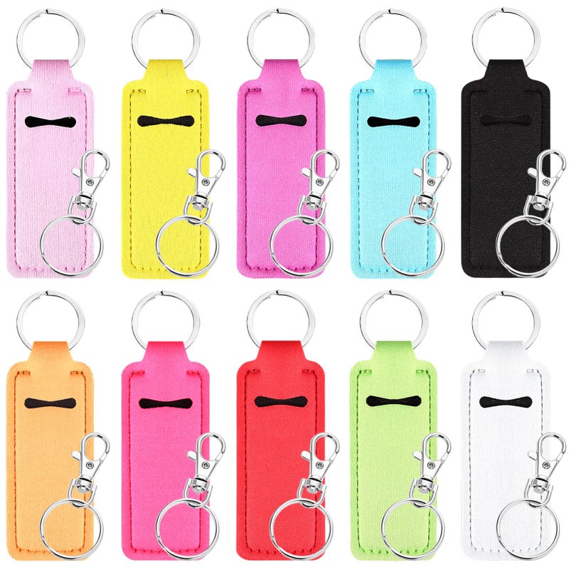 Bysiter Chapstick Holder Lip Balm Sleeves Pouch Portable Lipstick Lip Gloss Holder Bags With Clip for Women (Green Black etc 10) - Image 1