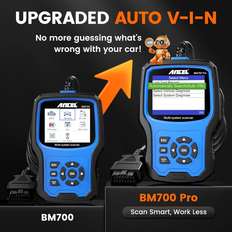 Ancel ANCEL BM700 PRO Full System OBD2 Diagnostic Scan Tool fits for BMW Mini, Car Engine Code Reader Scanner, Battery Registration Tool, CBS SRS EPB SAS BMS EGS DPF Airbag Reset, Injector Coding, Oil Reset - Image 2