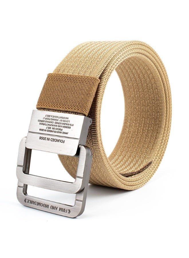 xozgdovg Mens Tactical Nylon Belt Double Ring Buckle Wolf Brown 