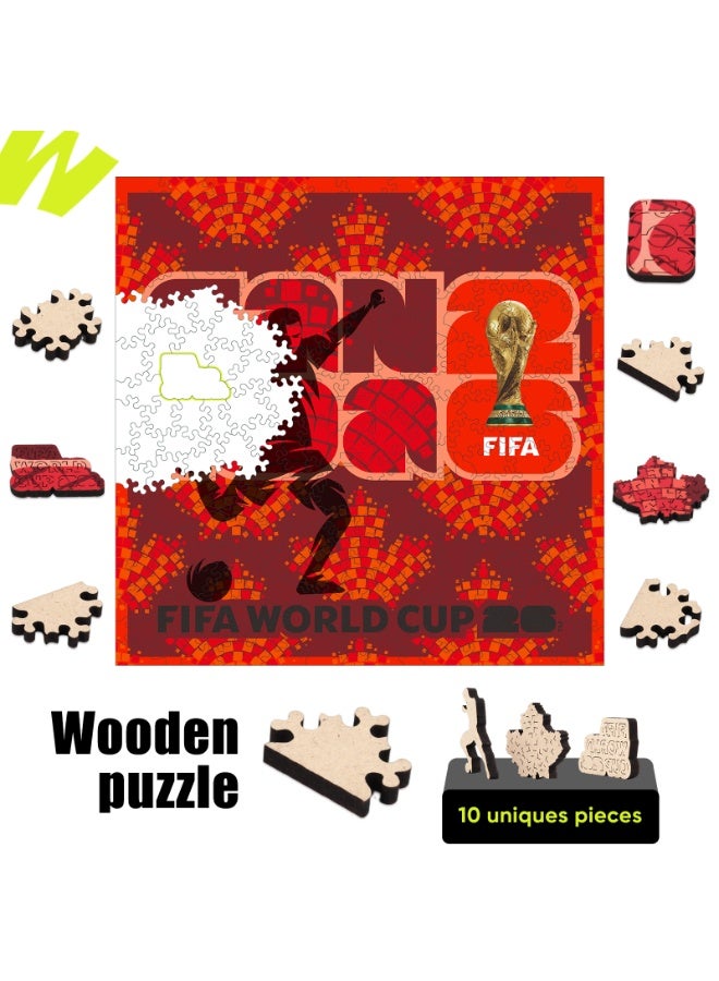 FIFA World Cup FIFA Official Licensed World Cup 2026 Canada Red Football Wooden Jigsaw Puzzle 200 Pieces - Image 2
