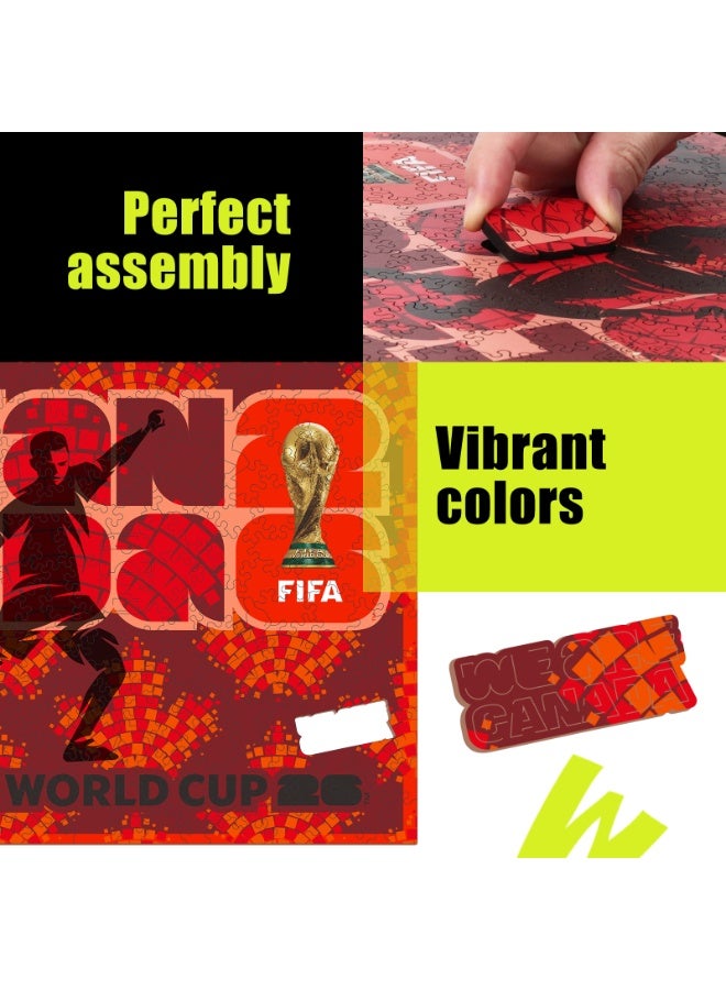 FIFA World Cup FIFA Official Licensed World Cup 2026 Canada Red Football Wooden Jigsaw Puzzle 200 Pieces - Image 3