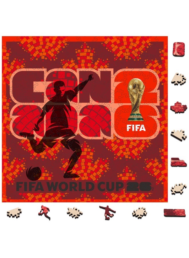 FIFA World Cup FIFA Official Licensed World Cup 2026 Canada Red Football Wooden Jigsaw Puzzle 200 Pieces - Image 1