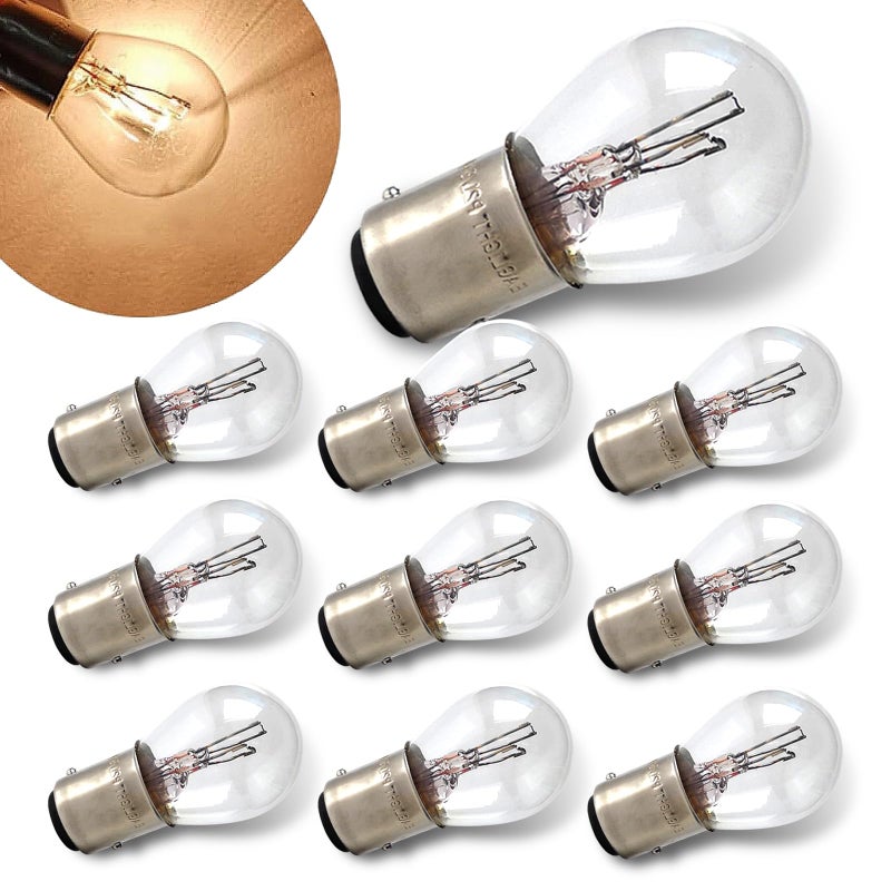 Ferianl 10PCS 1157 Light Bulb Double Tail High and Low Brake Light Bulb P215W S25 2057 2357 7528 BAY15D Bulbs Universal Halogen Turn Signal Parking LightsWhite - Image 3
