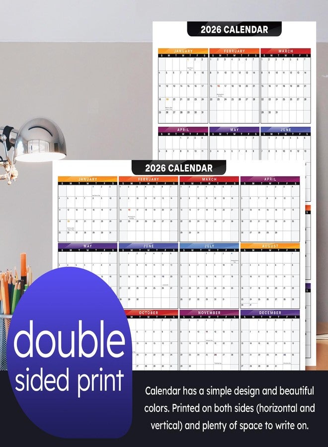 S Superfine Printing 2026 Full Desk Calendar - 11 x 17” Large Size 12 Month Wall Planner for Office and Homes - 2 Sided Vertical and Horizontal Reversible - Printed on Thick & Durable 80lb Cardstock (216 gsm) - 2 Per Pack - Image 3