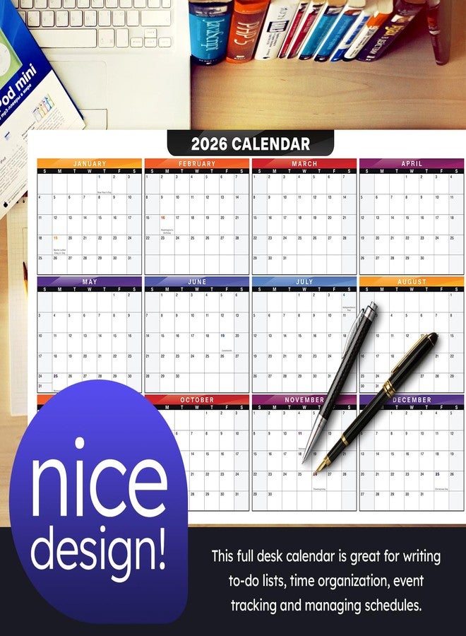 S Superfine Printing 2026 Full Desk Calendar - 11 x 17” Large Size 12 Month Wall Planner for Office and Homes - 2 Sided Vertical and Horizontal Reversible - Printed on Thick & Durable 80lb Cardstock (216 gsm) - 2 Per Pack - Image 2