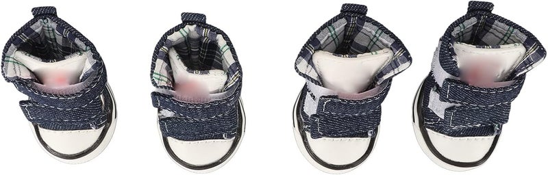 4pcs Canvas Puppy Shoes, Dog Canvas Booties for Small Dogs, Non Slip Breathable Pet Protector with Hook and Loop Fasteners for Chihuahua Poodle Pug (3 Size) - Image 5