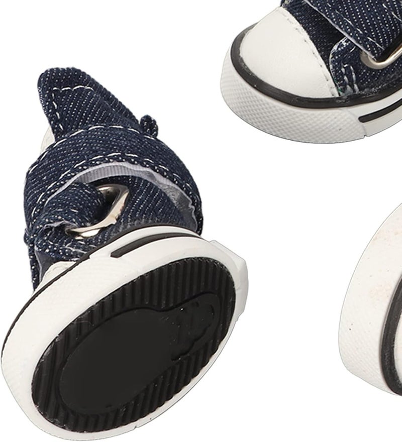 4pcs Canvas Puppy Shoes, Dog Canvas Booties for Small Dogs, Non Slip Breathable Pet Protector with Hook and Loop Fasteners for Chihuahua Poodle Pug (3 Size) - Image 4