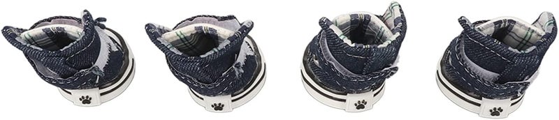 4pcs Canvas Puppy Shoes, Dog Canvas Booties for Small Dogs, Non Slip Breathable Pet Protector with Hook and Loop Fasteners for Chihuahua Poodle Pug (3 Size) - Image 2