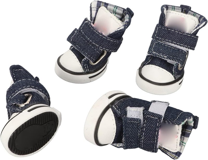 4pcs Canvas Puppy Shoes, Dog Canvas Booties for Small Dogs, Non Slip Breathable Pet Protector with Hook and Loop Fasteners for Chihuahua Poodle Pug (3 Size) - Image 1
