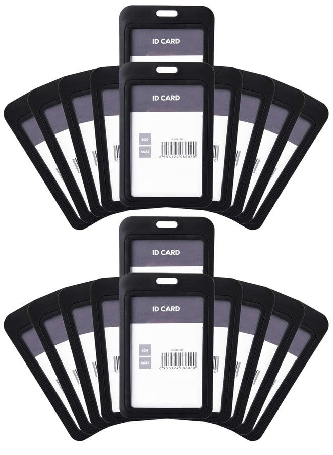 GLUN® Black Plastic ID Card Holder Case, Vertical, Double Sides Visible, Unisex ID Card Holder Case for Office, School and Colleges Pack of 20 - Image 2