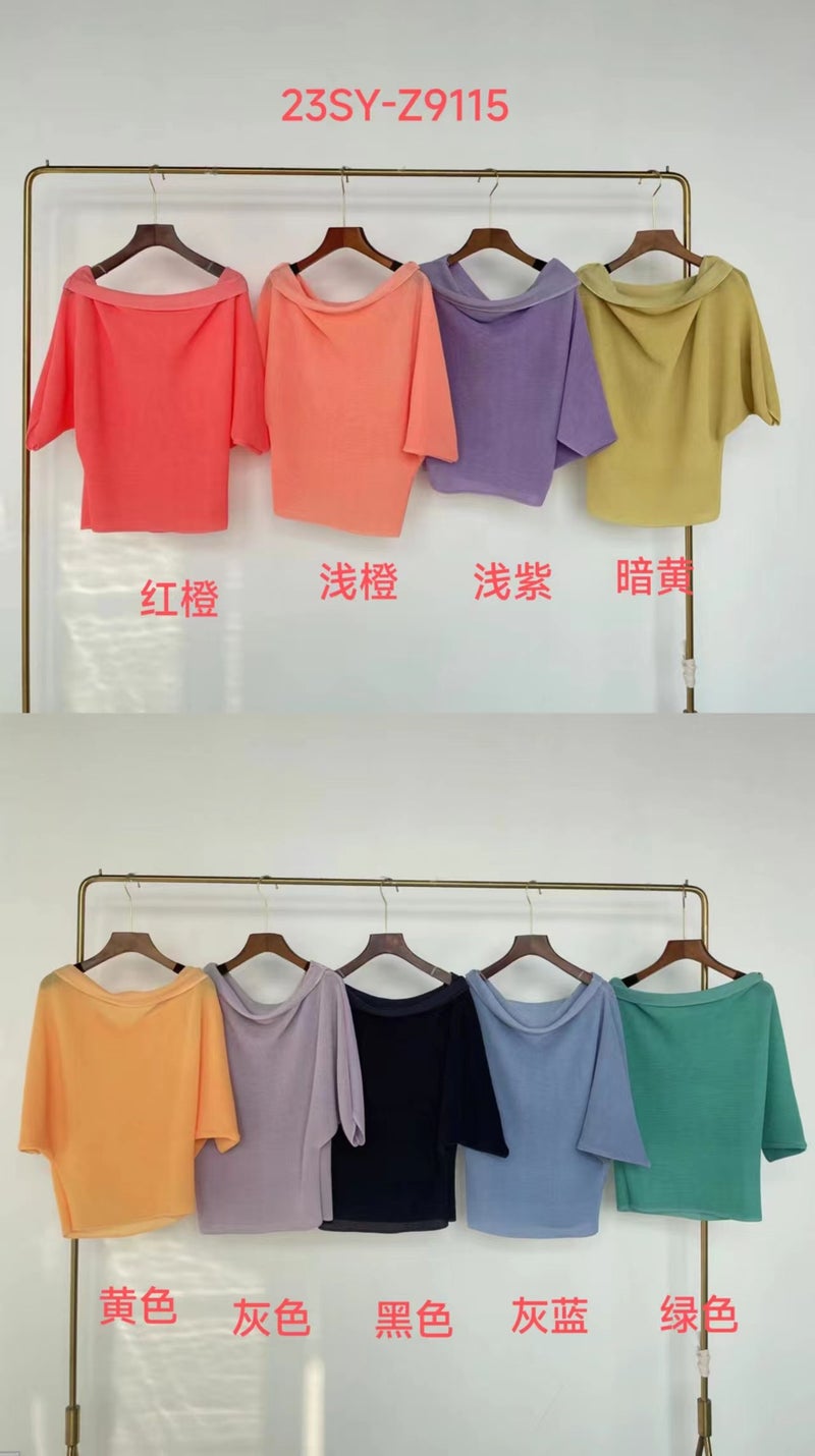 Miyake One-Shoulder Top, High-End, New Bat-Sleeve, Loose, Large Size, Slim, Fashionable, Pleated T-Shirt - Image 1