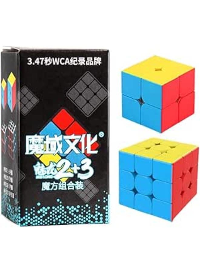 مجموعة مكعبات السرعة AMGRBCUBO MoYu Meilong 2x2 3x3 مكعب سحري احترافي Meilong 2+3 بدون ملصقات 2 في 1