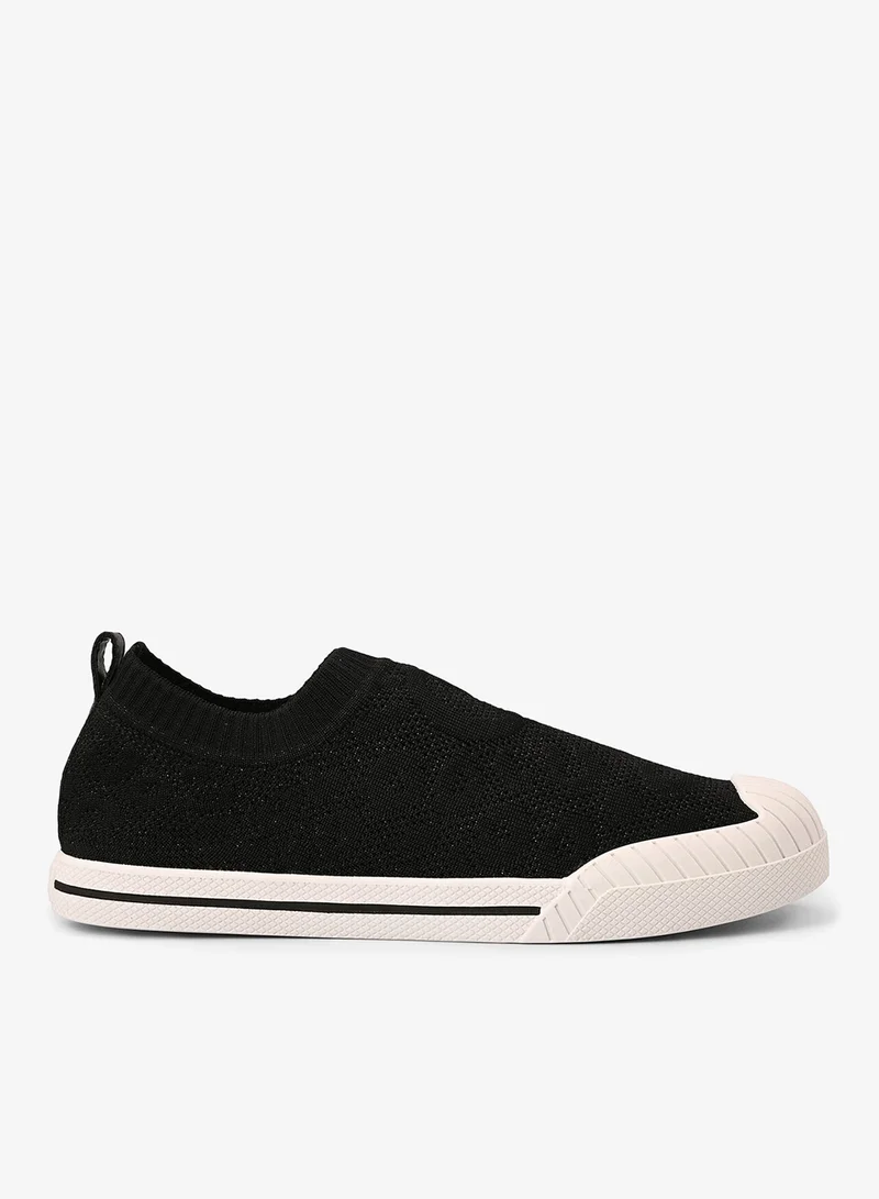 Black Textured Knitted Sneakers