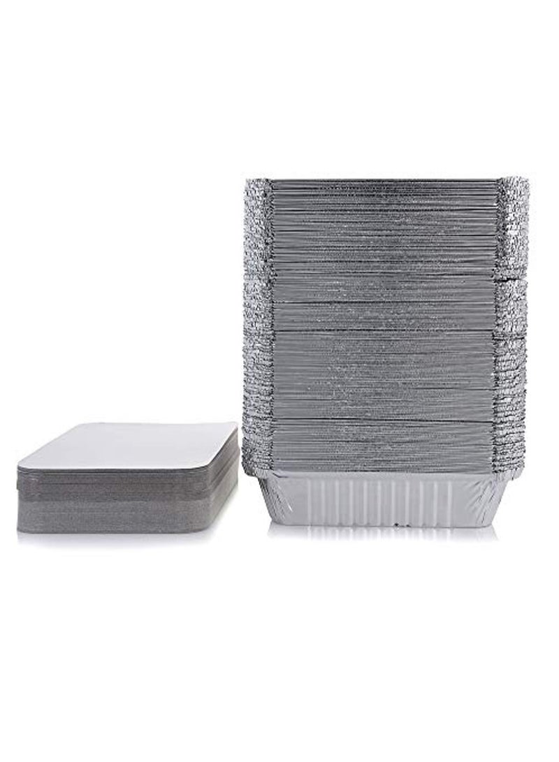 Falconpack Disposable Aluminium Food Storage Container Rectangle With Lid 229X174X43Mm