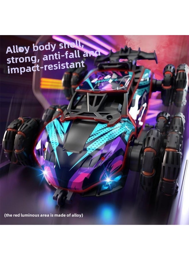 Generic - Children's Gesture Induction Alloy Remote Control Car Deformation Off-road Technology Four-wheel Drive Spray Drift Racing Boy Toy-Color:2.4g Alloy Four-wheel Drive Off-road [blue And Purple]-Scale:Play Configuration: 3 Sets Of Lithium Batteries + Remote Control Batteries + Screwdriver - Image 1