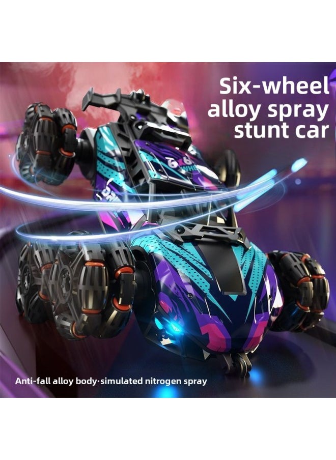 Generic - Children's Gesture Induction Alloy Remote Control Car Deformation Off-road Technology Four-wheel Drive Spray Drift Racing Boy Toy-Color:2.4g Alloy Four-wheel Drive Off-road [blue And Purple]-Scale:Play Configuration: 3 Sets Of Lithium Batteries + Remote Control Batteries + Screwdriver - Image 1