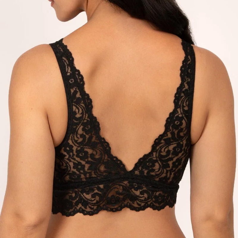 Smart & Sexy Women's Signature Lace Deep V Neck Wireless Bralette, Bralettes For Women With Support, Bralettes and Bralette Pack In the Buff/White/Black L - Image 3