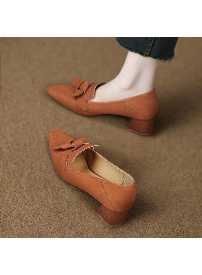 SAFIYA Lamb Skin Saturday Women's Loafers 2025 Spring/autumn Chunky Heel Pointed Toe Fashionable Dress Flats For Women - Image 2