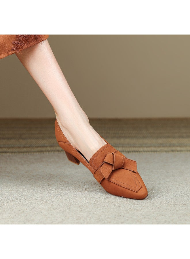 SAFIYA Lamb Skin Saturday Women's Loafers 2025 Spring/autumn Chunky Heel Pointed Toe Fashionable Dress Flats For Women - Image 3