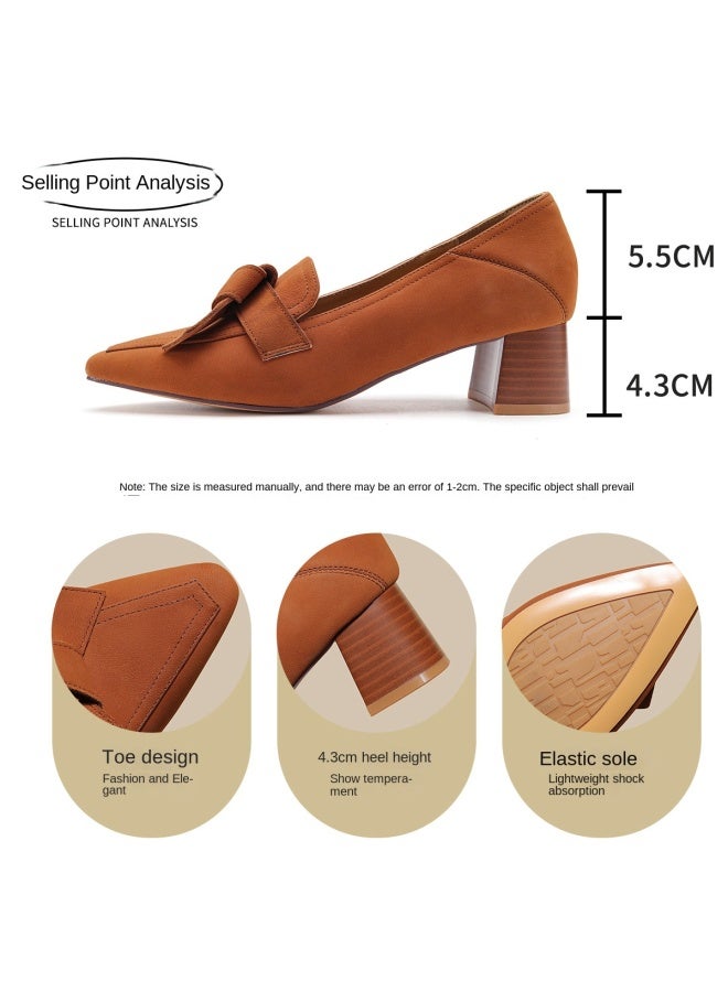SAFIYA Lamb Skin Saturday Women's Loafers 2025 Spring/autumn Chunky Heel Pointed Toe Fashionable Dress Flats For Women - Image 4