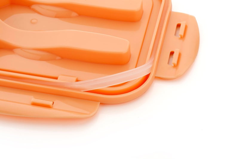 Attro Carbon Lunch Box with 3 Compartment, Stylish lid & 2 Spoons Made with Heavy Plastic BPA Free Food Grade Perfect for School Kids, College & Outdoor 1100ml - Peach - Image 3