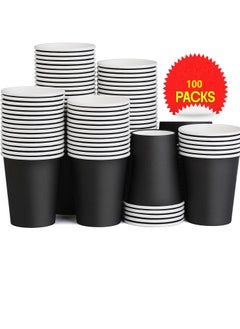 QUALITY Paper Cups 100 Pieces Black, 8 Oz Coffee Paper Cups, Disposable Water Paper Cups, Tea Cups  - Image 1